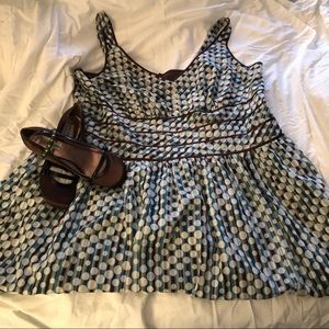 Size 24 Sleeveless Brown and Teal Party Dress